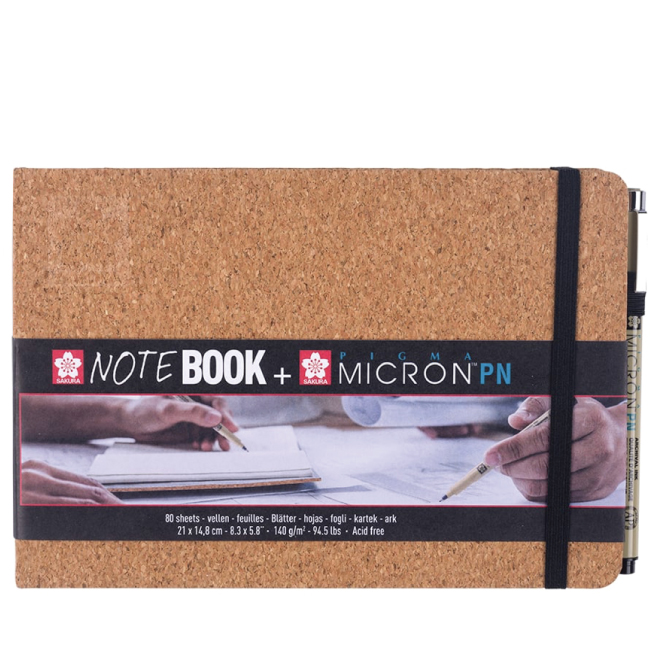 Sakura Sketch Notebook 140 gsm, A5 med PN penn, Kork - LUSH DIVE AS