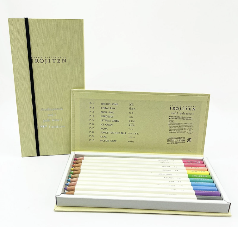 Tombow IROJITEN - Set di 10 mine a base di cera ad alta brillantezza, per artisti professionisti e principianti [CI-RF-10C