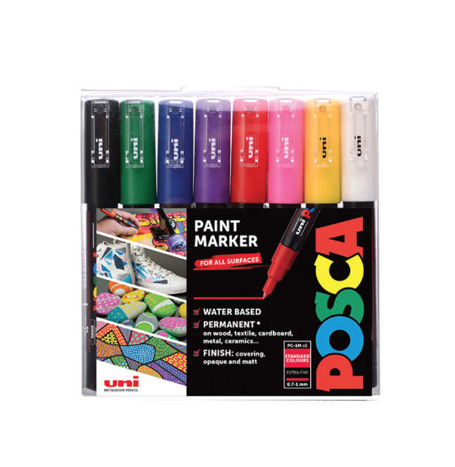 UNI Posca Marker-Set – 8 Pastellfarbene Stifte Mit Kegelförmiger Spitze, PC1M